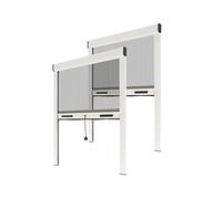 Store moustiquaire fenêtre alu recoupable (largeur x hauteur) -protection insecte ajustable (Blanc, Lg 1500 mm x Ht 1600 mm (lot de 2))