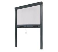 Store moustiquaire fenêtre alu recoupable (largeur x hauteur) -protection insecte ajustable (Gris Anthracite Ral 7016, Lg 1250 mm x Ht 1600 mm)