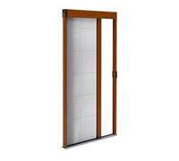 Store moustiquaire plissée pour porte en aluminium - Recoupable hauteur & largeur - Seuil ultra plat (Chêne Doré, L1200mm x H2400mm)