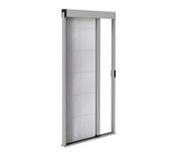 Store moustiquaire plissée pour porte en aluminium - Recoupable hauteur & largeur - Seuil ultra plat (Gris RAL 7038, L1200mm x H2200mm)