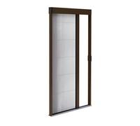 Store moustiquaire plissée pour porte en aluminium - Recoupable hauteur & largeur - Seuil ultra plat (Marron RAL 8014, L1200mm x H2400mm)