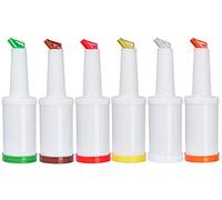 Store N Pour Lot de 6 bouteilles avec bec verseur et bouchons, 946 ml Flow-N-Stow Bar pour fruits, jus de fruits, liqueurs, kit de barman