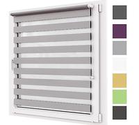 Store Obscurcissant Occultant 105x150cm Tissu Double, Protection Vie privée Store Enrouleur en Tissu Double Kit de Montage Inclus, pour fenêtre, Gris Clair