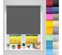 Store Occultant 70 x 50 cm Store Enrouleur Double, Store Tamisant pour Fenêtre Isolant Thermique, 100% Protection Solaire pour Fenêtre ou Porte, Gris Foncé