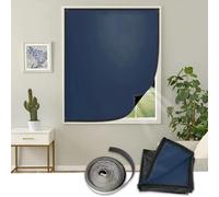Store Occultant Fenetre de Toit 185 x 185 cm, Isolation Thermique, Double Tissu, Facile à Montage, Personnalisable Temporaires Rideau Occultant avec Ruban Nano,pour Grenier, Bleu