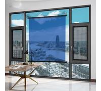 Store occultant rétractable pour Balcon,Stores à ventouses pour Porte vitrée,Stores sans perçage et sans Cordon,Stores déroulants pour fenêtres,Store Enrouleur à Miroir sans Tain (L 140 x 200 cm)