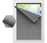 Store occultant sans perçage - En coton et lin - Avec boucle en nylon - Réglable et amovible - Pour les vacances et l'intérieur - Pour les vacances et l'intérieur - Fenêtre inclinée (gris, 300 x 150