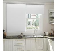 Store occultant TRMLBE 100x160cm sans percer Store extérieur avec 140cm de corde perlée Store à tirage latéral Store à enroulement pour fenêtres et portes, blanc