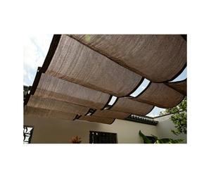 Store Pare-soleil Rétractable Pour Pergola - Bâche Coulissante Avec Accessoires De Fixation Inclus - Tissu HDPE - Voile D'ombrage Ondulée Pour Terrasse, Jardin, Cour(brun,1.5x3m)