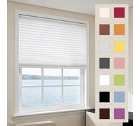 Store Plissé 74 x 130 cm Opaque, Protection de La Vie Privée, Protection Solaire, Facile à Installer, sur Mesure Stores Temporaires pour Cuisine, Chambre, Coucher, Salon, Blanc