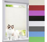 Store plissé beige 80 x 100 cm sans perçage - Installation facile - Protection solaire - Kit de montage complet pour fenêtres et portes - Store enrouleur polyvalent