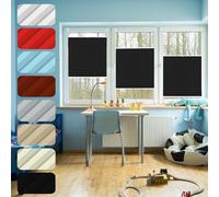 Store Plissé Fenêtre 55 x 140 cm translucide, Occultant et Isolant, Tissu Polyester, Store Pliable Opaque sans Perçage, Ni Collage pour Fenêtres Et Portes, Noir