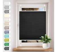 Store Plissé Occultant 70 x 200 cm Opaque, Protection de La Vie Privée, Protection Solaire Store Intérieur Thermique sans Perçage avec Pinces pour Bureau Chambre, Noir