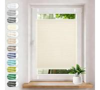 Store Plissé Occultant 70 x 200 cm Opaque, Protection de La Vie Privée, Protection Solaire Store Intérieur Thermique sans Perçage avec Pinces pour Bureau Chambre, Beige