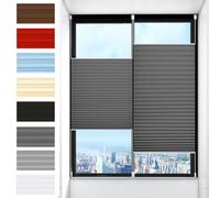 Store Plissé sans Perçage 75 x 120 cm (L×H), Klemmfix sans Perçage Store Occultant Plissé avec Clips Décoration Moderne, sur Mesure pour Fenêtre & Porte, Gris Foncé