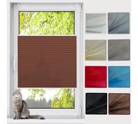 Store Plissé Solo Store plissé Elegance, 25 x 110 cm Facile à Installer sans perçage Store à Plis de Haute qualité Kit de Montage Inclus, pour Fenêtre ou Porte, Marron