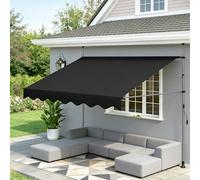 Store pour Balcon sans Trous à percer, Store banne avec manivelle pour Balcon,résistant aux UV, réglable en Hauteur, Hydrofuge, protège du Soleil, Toit de terrasse,2 x 1,2 m - Noir
