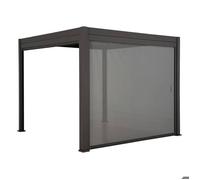 Store pour pergola bioclimatique ""Evora"" grand modèle 2,7 x 2,3 m en texaline Gris ardoise - Hespéride