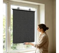 Store Rétractable à Ventouses 58x125cm Rideau Occultant sans perçage Store Fenêtre Protection UV Anti-Chaleur,Matériau PVC Stores À Rouleau Pare-Soleil,pour Cuisine,Bureau,Noir