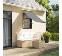 Store rétractable anthracite - 150 x 150 cm - En acier et tissu - Avec corde de traction - Revêtement PA résistant aux UV - Montage mural pour terrasse, balcon, cour