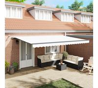 Store Rétractable Automatique Avec Led Blanc 500x300 Cm, Tissu De Remplacement Pour Store Vidaxl 5x3 M Cadre Blanc