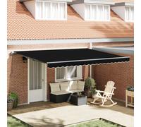 vidaXL Auvent Rétractable Noir 450 ×300 cm Tissu, Pare-Soleil de Balcon, auvent rectangulaire rétractable, Protection Jardin, Couvre-Patio, résistant aux UV