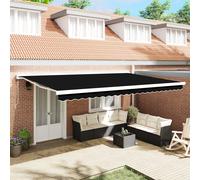 Store Rétractable Automatique Vidaxl Noir 500x300 Cm, Tissu De Remplacement Pour Store Vidaxl 5x3 M Cadre Noir
