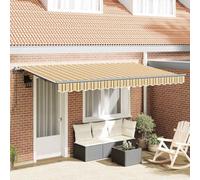 Store rétractable jaune 400 x 200 cm, tissu polyester, protection UV, montage mural avec télécommande, pour terrasse, jardin et extérieur