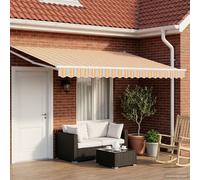 vidaXL Store rétractable Manuel avec LEDs Bleu et Orange 4,5 × 3 m, Un Store Manuel Moderne, Durable et rétractable, avec éclairage LED, pour Votre Porche ou Jardin