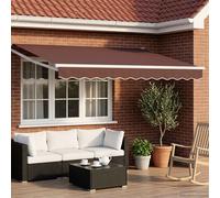 vidaXL Store rétractable Manuel avec LEDs Marron 3 x 2,5 m, Un Store Manuel Moderne, Durable et rétractable, avec éclairage LED, pour Votre Porche ou Jardin