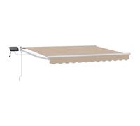 Store rétractable Manuel Beige 3,5 x 2,5 m avec LEDs solaires, Tissu Polyester résistant à l'eau, Cadre Acier et Aluminium, idéal pour terrasse, Porte et extérieur éclairé