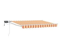 Store rétractable Manuel Multicolore 3,5 x 2,5 m avec LEDs solaires, Cadre en Acier et Aluminium, Tissu Polyester résistant à l'eau pour terrasse et Porte extérieur