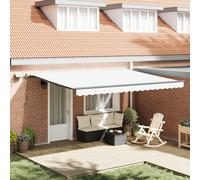 vidaXL Store rétractable Manuel avec LED Blanc 450x350 cm, Tissu de Remplacement pour Store de 4,5x3,5 m Blanc
