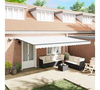 vidaXL Auvent Rétractable Blanc 500 ×300 cm Tissu, Auvent de Patio réglable, Couverture extérieure Moderne, résistant aux UV, Protection météo pour balcons