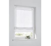 Store Romain Hedda en Lin Blanc Broderie Ourlet à Jour Dimensions : Largeur 45 cm x Hauteur 140 cm