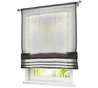 Store Romain Passe Tringle Couleur Unie Gris avec Pan Plissé LxH/80x155CM Rideau Voilage Raffrollo Décoration de Fenêtre Chambre/Salle de Bain/Balcon