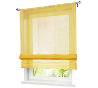 Store Romain Passe Tringle Couleur Unie Jaune avec Pan Plissé LxH/100x155CM Rideau Voilage Raffrollo Décoration de Fenêtre Chambre/Salle de Bain/Balcon