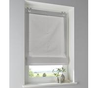 Store romain Stig en 100% coton uni gris, opaque, montage sans perçage, avec crochet de fenêtre, Largeur 45 x Hauteur 140 cm