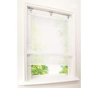 Store Romain Transparent Blanc LxH/80x130CM Rideau Voilage Raffrollo avec Anneaux Triangulaires Et Crochets U