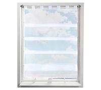Store Romain Transparent Couleur Unie Blanc LxH/80x110CM avec Plis Rideau Voilage Raffrollo Rideaux à Pattes Décoration de Fenêtre Chambre/Salle de Bain/Balcon