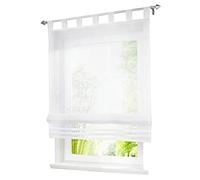 Store Romain Transparent Simple LxH/120x155CM Blanc Rideau Voilage Raffrollo Rideaux à Pattes Décoration de Fenêtre Chambre/Salle de Bain/Balcon
