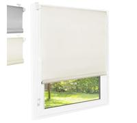 Store roulant FOOX thermique isolant et occultant avec supports auto-serrants sans perçage, Tissu, ivoire, 120x140 cm