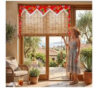 Store Venitien Bambou Style Bohème Chic 50 x 180cm,Stores Enrouleurs en Roseau Carbonisé de Qualité Pro,Rideau Store de Fenêtre avec Dentelle Blanche pour Studio et Café