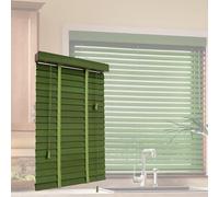 Store vénitien sans fil en bois de 50 mm - Stores vénitiens solides filtrant la lumière pour l'intimité - Traitement de fenêtre horizontal en vert différentes tailles (30 x 130 cm à 135 x 210 cm