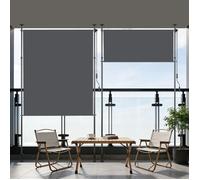 Store vertical extérieur à manivelle 200 x 270 cm, sans perçage, toile polyester 180 g/m² gris anthracite