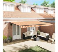 Store vertical - Protection solaire - Store rétractable jaune et orange - 500 x 350 cm - En tissu - Pour terrasse, balcon, véranda - Utilisation polyvalente