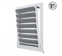 Store Zébré Jour Nuit EasyFix, Store en tissu double. Installation sans perçage. Idéal pour les fenêtres à battants! Argent,45x180
