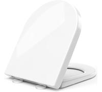 STOREMIC Abattant WC Fermeture en Douceur, Noise Reduction et Fall Brake, Fixation Simple Haut et Bas, Cuvette de Toilette Facile à Installer et à Nettoyer Avec Charnières Réglable à 360°, Forme de D