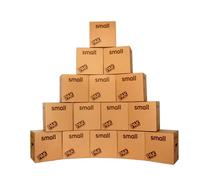 StorePAK - Lot de 15 petites boîtes de rangement en carton avec poignées, 31 litres, 100% recyclables, hauteur 35 cm, largeur 35 cm, profondeur 25 cm, marron