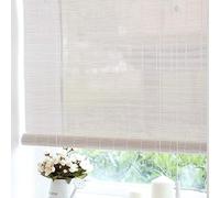 Stores à Enrouleur en Bambou Blanc,Store Occultant en Bambou Exterieur,Store Pare-Soleil pour Terrasse,50% Intimité Écran Filtrage De La Lumière Stores Enroulables (WxH:50X80cm/20x32in)